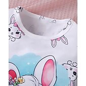 billiga Flickans 3D-djur-Påsk Flickor 3D Grafisk Kanin Pyjamasset T-shirts och byxor Pyjamasset Kortärmad 3D-tryck Sommar Vår Aktiv Grundläggande Barn 4 år + Rund hals Hem Dagligen Normal
