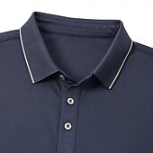 preiswerte Klassisches Poloshirt für Herren-Herren Poloshirt aus Seide, Baumwolle und Lyocell, Strick-Polopullover, Business-Casual, Revers, kurze Ärmel, formell, Farbblock, Knöpfe, Sommer, Marineblau, Braun, Armeegrün, Dunkelgrau