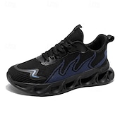 preiswerte Herren Laufschuhe-Sportliche Herren-Sneaker, auffälliges Flammen-Design in Schwarz und Rot, Sportschuhe zum Laufen und fürs Fitnessstudio