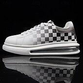 abordables Occasionnel-Baskets tendance à carreaux blancs et verts pour hommes avec semelle coussinée - chaussures décontractées élégantes pour le printemps et l&#039;été