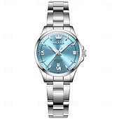 levne Quartz hodinky-olevs 3668 nové dámské quartzové náramkové hodinky stříbrný pevný ocelový řemínek vodoodpudivé svítící hodinky pro ženy jednoduchá móda dámské hodinky