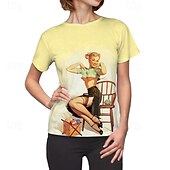levne Topy-Trička Retro plakát Retro dívka Grafika Pro Dámské Dospělé Plesová maškaráda 3D tisk Dovolená Párty