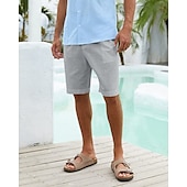 economico Vacanza-Per uomo Pantaloncini Pantaloncini di lino Pantaloncini estivi Pantaloncini da spiaggia Abbottonare Tasche Liscio Comfort Traspirante Breve Da mare Per eventi Spiaggia Hawaiano Boho Nero Bianco
