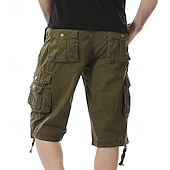 baratos Clássico-Homens Bermuda Cargo Calção Shorts de verão Bolso multi Bolso com aba Tecido Conforto Vestível Comprimento do joelho Ao ar livre Esporte Diário Moda Casual Preto Vinho