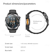 abordables Montres connectées-696 HD300 Montre intelligente 1.43 pouce Smartwatch Montre Connectée Bluetooth Podomètre Rappel d&#039;Appel Moniteur de Sommeil Compatible avec Android iOS Hommes Mode Mains-Libres Rappel de Message IPX-0
