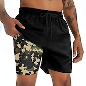 cheap Geometric Print-Men&#039;s Camouflage Lined Shorts 2 in 1 Board Shorts Swim Shorts Mid Waist Hawaiian Vacation Holiday Beach Wear Side Pockets With Compression Liner Elastic Drawstring Waist Designer Clothing Apparel