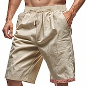 economico Classico-Per uomo Shorts Shorts di Lino Pantaloncini Estivi Shorts da Spiaggia Patchwork Coulisse Elastico in vita Semplice Comodità Traspirante Lunghezza al ginocchio All&#039;aperto Quotidiano Ferie Moda Hawaiano
