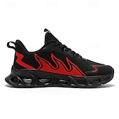 preiswerte Herren Laufschuhe-Sportliche Herren-Sneaker, auffälliges Flammen-Design in Schwarz und Rot, Sportschuhe zum Laufen und fürs Fitnessstudio
