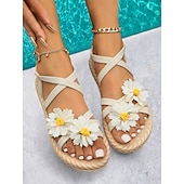 economico Infradito da Vacanza-sandali floreali boho da donna – ballerine con cinturini e fiori ricamati colorati per l&#039;estate, la spiaggia e lo stile casual all&#039;aperto