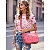 cheap Crossbody Bags-Women&#039;s Multi-Pocket Shoulder Bag – Lightweight Waterproof Nylon Crossbody Purse with Zipper Closure for Travel, Work and Daily Use Pink purple Black