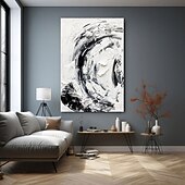 abordables Peintures Abstraites-peinture à l&#039;huile faite à la main, décoration murale, abstrait, simple, texture noir et blanc, pour la décoration intérieure, peinture roulée sans cadre, non étirée