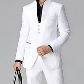 abordables Blazers Clásicos para Hombres-Hombre Graduación chaqueta Negocio Fiesta de Cóctel Fiesta de Boda Moda Casual Primavera Otoño Poliéster Plano Botones Bolsillo Cómodo Botonadura Simple Chaqueta de sport Negro Blanco Rojo Color Caquí