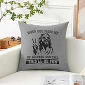 billiga Kuddfodral för semester-Påsk Jesus Dekorativa Kuddöverdrag 1PC Mjukt Fyrkantigt Soffkuddcase Kuddöverdrag för Sovrum Vardagsrum Soffa Stol Röd Grön Grå