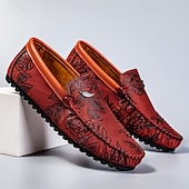 abordables Chaussures sans lacets &amp; mocassins-Mocassins brodés de fleurs pour hommes en daim jaune - des chaussures élégantes à enfiler parfaites pour les sorties décontractées et les événements artistiques