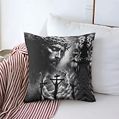 baratos Capa de almofada de férias-Capa de Almofada Decorativa de Páscoa Cruz Jesus 1PC Capa de Almofada Quadrada Macia para Quarto Sala de Estar Sofá Cadeira