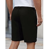 preiswerte Hosenanzugkurze-Herren Waffel-Shorts Shorts Schicke Shorts Tasche Elastischer Bund Gerader Schnitt Einfach Komfort Weich Knielang Büro Geschäft Lässig Mode Streetwear Schwarz Weiß