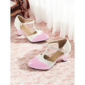 olcso 1950-es évek-női 1950-es évek vintage t-pántos mary jane sarka – kéttónusú brogue alacsony sarkú cipő retro bulikhoz, irodai viselethez és különleges alkalmakra