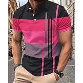  Ανδρικά Πουκάμισο γκολφ Μπλουζάκια Golf Polos Causal Δουλειά Πέτο Κοντομάνικο Βασικό Μοντέρνα Ριγέ Κουρελού Κουμπιά Καλοκαίρι Κανονικό Ροζ+Πορτοκαλί Σκούρο Ροζ Γκρίζο Πουκάμισο γκολφ
