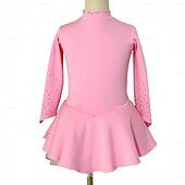 billige Figur skating kjoler-Kjole til kunstløp Dame Jente Skøyteløp Kjoler Svart Rosa Tommelhull Netting Spandex Elastisk Trening Profesjonell Konkurranse Skøyteklær Hold Varm Klassisk Krystall / Rhinstein Langermet Skøyting