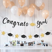 economico Decorazione di Laurea-sfondo per festa di laurea, striscioni e festoni con la scritta &quot;congratulazioni laurea&quot;, decorazioni per cerimonia di laurea, gagliardetti e striscioni appesi per festa