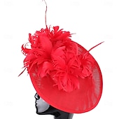 baratos Capacete de Casamento-Peça para Cabeça Sinamay Casamento Festa de Noite Elegante Casamento Com Penas Capacete Chapéu