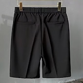 baratos Calças de Vestir Curtas-Homens Calção Shorts sociais Bermudas Pregueado Cintura elástica Perna reta Tecido Conforto Sem Ferro Comprimento do joelho Escritório O negócio Diário Moda Roupa de rua Preto Marron