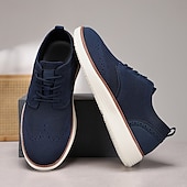 cheap Men&#039;s Sneakers-Men&#039;s Breathable Knit Brogue Sneakers - Casual Lace-Up Lightweight Shoes for Daily Wear &amp; Walking