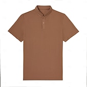 voordelige Heren Elite Polo-heren polo trui van zijde katoenmix, formeel werk, geribbelde kraag, korte mouwen, effen kleur, overhemd, zomer, donkergrijs, zwart, wit, kaki, grijs
