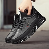 billiga Herrsneakers-robusta utomhusskor för män i brun och svart, slitstark konstläderkonstruktion med sicksacksula för bättre grepp