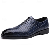 abordables Officiel-Richelieus à lacets en cuir cognac motif crocodile pour homme : chaussures sophistiquées pour professionnels