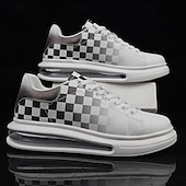 abordables Occasionnel-Baskets tendance à carreaux blancs et verts pour hommes avec semelle coussinée - chaussures décontractées élégantes pour le printemps et l&#039;été
