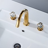 abordables Robinets LED-Robinet lavabo - Séparé Plaqué Diffusion large Deux poignées trois trousBath Taps