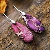 abordables Boucles d&#039;oreilles-Femmes Boucles d&#039;oreilles Poire Goutte Élégant Des boucles d&#039;oreilles Bijoux Argent / Fuchsia foncé / Brun claire Pour Mariage Soirée 1 Paire