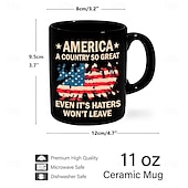 cheap Mugs &amp; Cups-Patriotic Coffee Mug America A Country So Great 11oz Black Ceramic Cup Funny USA Gift for Men Women Veterans Independence Day Political Humor Drinkware