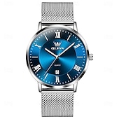 cheap Quartz Watches-OLEVS 5623 Mens Watch Simple Leisure Roman Scale Date Dial Stainless steel Waterproof Quartz Watch Rose Black