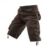 baratos Clássico-Homens Shorts táticos Capri Cargo Shorts Bermuda Cargo Calção Shorts de Trilha Botões Bolso multi Tecido Vestível Comprimento da panturrilha Ao ar livre Diário Acampar e Caminhar Moda Clássico Preto