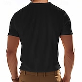 abordables Camiseta informal tipo henley-Hombre Camiseta con botones Camiseta Henley Shirt Tee Manga Corta Henley Verano Primavera Plano Moda Design Básico Jacquard Vacaciones Calle Noche Negro Blanco Rojo Camiseta superior para hombre