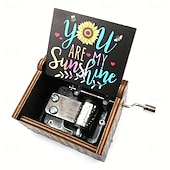 お買い得  Acessórios para festa-1個 You Are My Sunshine オルゴール 手回し式 木製 ビンテージ レーザー彫刻 小型オルゴール 奥様/お父様へのギフト 誕生日/クリスマス/記念日/結婚式/バレンタイン/母の日ギフト
