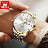 olcso Quartz órák-OLEVS 2943 Férfi Óra Eredeti Egyszerű Márka Kvarc Óra Vízhatlan LumiNás Két Naptári Kijelző Reloj Óra