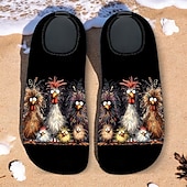 cheap Graphic Print Shoes-Men&#039;s Funny Beach Water Shoes - Cartoon Chicken Print, Quick-Dry Aqua Socks for Swimming, Surfing &amp; Outdoor Activities