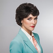 お買い得  古いかつら-人工毛ウィッグ スパイラルカール タイトなカール ミドル部 アシメントリー・ヘアカット ディープパーティー 機械製 かつら 10 インチ A1 合成 女性用 クラシック 快適 カラーグラデーション マルチカラー