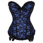 economico corsetto-Rococò Completo Mascherata Corsetto Overbust Cosplay Controllo della Pancia Push-Up Jacquard Jacquard Costume Per donna Reale Mascherata Feste Carnevale di Venezia Adulti Corsetto