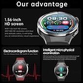 abordables Relojes inteligentes-696 ET456 Reloj inteligente 1.56 pulgada Smartwatch Reloj elegante Bluetooth ECG + PPG Podómetro Recordatorio de Llamadas Compatible con Android iOS Hombre Llamadas con Manos Libres Recordatorio de