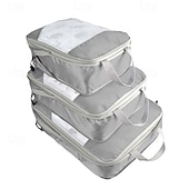 cheap Luggage &amp; Travel Storage-3-Piece Compression Packing Cubes Set for Travel Luggage Storage and Organizer, Mesh Zippered Expanding Storage Bags Set