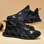 preiswerte Herren Laufschuhe-Sportliche Herren-Sneaker, auffälliges Flammen-Design in Schwarz und Rot, Sportschuhe zum Laufen und fürs Fitnessstudio