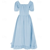 preiswerte Kleid-Retro Vintage Mittelalterlich Renaissance Kleid Zubehörset Ren Faire Wikinger Elfen Damen Halloween Karneval Maskerade LARP Erwachsene Kleid Weitere Accessoires Ohrringe