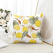 baratos estilo floral e plantas-Capa de Travesseiro Decorativa de Verão Hawaii 1PC Capa de Almofada Quadrada Macia para Quarto Sala de Estar Sofá Cadeira Fruta Limão