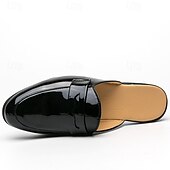 billiga Tillfällig-klassiska vita mule loafers i konstläder för män - snygga slip-on skor för affärscasual och formella evenemang
