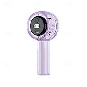 abordables Ventilateurs-Ventilateur mini compact avec écran LED et torche – Ventilateur rechargeable USB à 5 vitesses pour les voyages en intérieur et extérieur