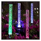 tanie Światła ścieżki i latarnie-Lampy solarne do ścieżek zewnętrznych, oświetlenie tarasowe, 2 sztuki lamp solarnych, lampy rurowe, akrylowe, wodoodporne, rgb, zmieniające kolor, lampa solarna